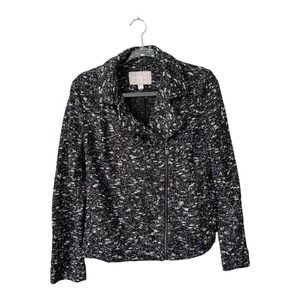 Banana Republic Womens Blazer Black White‎ Tweed Size 10 Asymmetrical Zipper